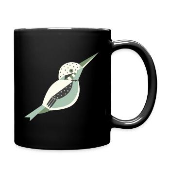 Martin-pêcheur de style géométrique avec pois L blanc - Mug uni - noir - Droite