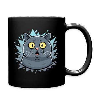 Überraschtes Katzenporträt mit Blitzen - Tasse einfarbig - Schwarz - Rechts