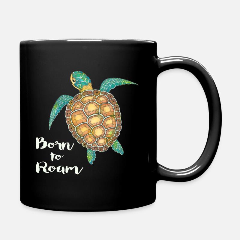Meeresschildkröte Born to roam - Tasse einfarbig - Schwarz