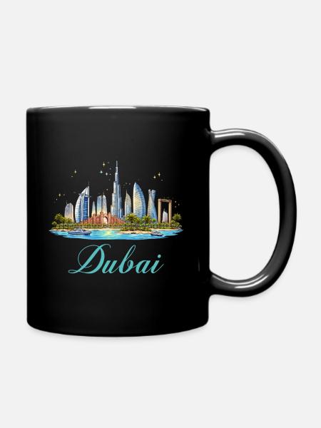Dubai Skyline Illustration - Tasse einfarbig - Schwarz
