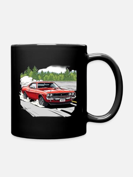 Drift de voiture classique en rouge - Mug uni - noir