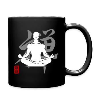 Yoga Silhouette Zen Meditation Kanji Entspannung - Tasse einfarbig - Schwarz - Rechts