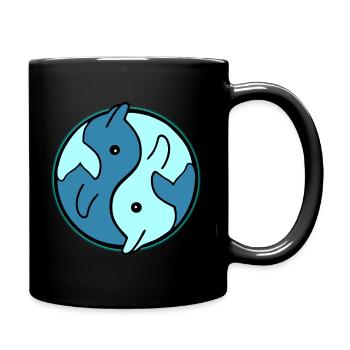Conception du cercle YinYang des dauphins - Mug uni - noir - Droite
