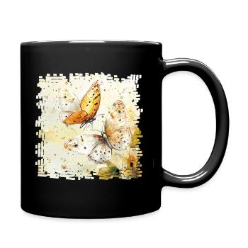 Watercolor butterflies - Full Colour Mug - black - Right