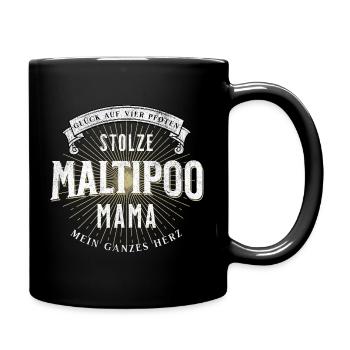 Stolze Maltipoo Mama Glück auf 4 Pfoten - Tasse einfarbig - Schwarz - Rechts