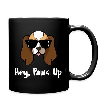 Hey Paws Up Cavalier King Charles Spaniel Kunst - Tasse einfarbig - Schwarz - Rechts
