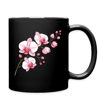 Orchidee Blütenzweig Illustration Florales Motiv - Tasse einfarbig - Schwarz - Rechts