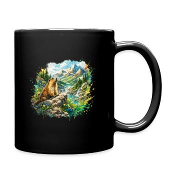Marmotte forêt paysage  - Mug uni - noir - Droite