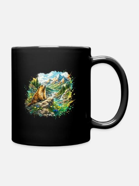 Marmot forest landscape - Full Colour Mug - black