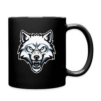 Loup Blanc Arctique Sauvage Logo Mascotte Wolf - Mug uni - noir - Droite