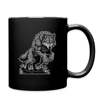 Werwolf Mighty Racing Maskottchen Wolf - Tasse einfarbig - Schwarz - Rechts