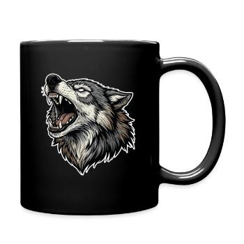 Wild Wolf Heulend Alpha Wolf Maskottchen - Tasse einfarbig - Schwarz - Rechts