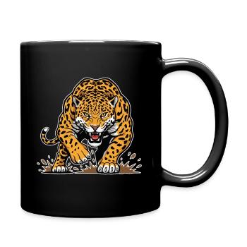 Jaguar Léopard Course Sauvage Mascotte Prédateur - Mug uni - noir - Droite