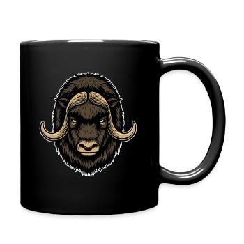 Arktische Moschusochse Wildmaskottchen-Logo - Tasse einfarbig - Schwarz - Rechts