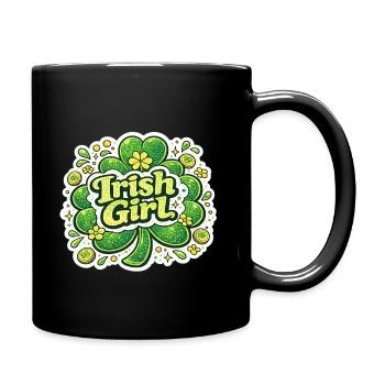 Irish Girl Shamrock Sticker Design - Full Colour Mug - black - Right