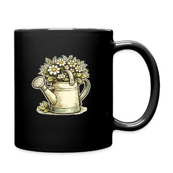 Vintage Blumengießkanne - Tasse einfarbig - Schwarz - Rechts