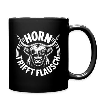 Highlands Horn trifft Flausch - Tasse einfarbig - Schwarz - Rechts