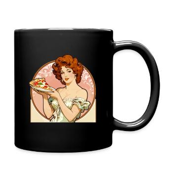 Pizza-Girl vintage Pin-Up dans le style Art nouveau - Mug uni - noir - Droite
