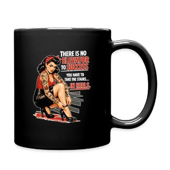 Pin-Up Retro Print: Success in Heels & Tattoos - Tasse einfarbig - Schwarz - Rechts