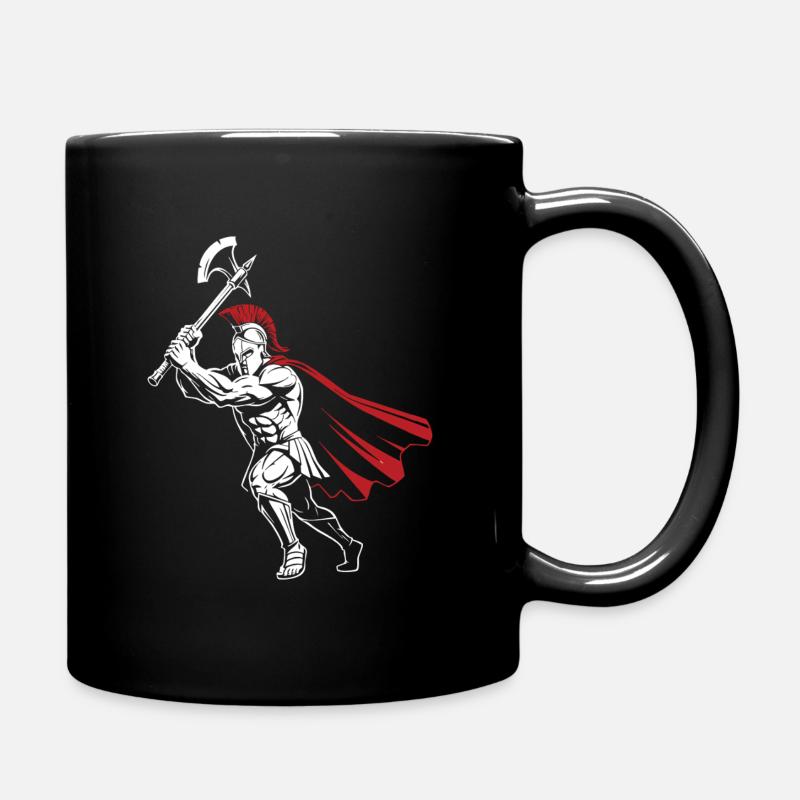 Spartan Warrior Axe Mascot Spartan Axeman - Full Colour Mug - black