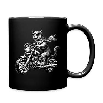 Un grand chat à moto - Mug uni - noir - Droite