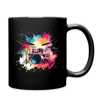 Schlagzeug Bunt - Tasse einfarbig - Schwarz - Rechts