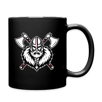 Viking Axemaster Warrior Crusader Axes Mascot - Full Colour Mug - black - Right