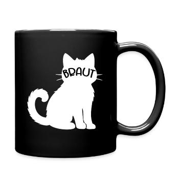 Hochzeit Katzen Braut - Tasse einfarbig - Schwarz - Rechts