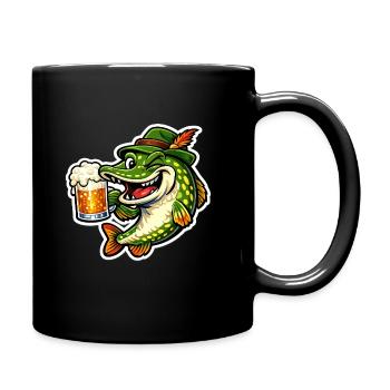 Petri Heil ! - Brochet drôle avec bière - Mug uni - noir - Droite