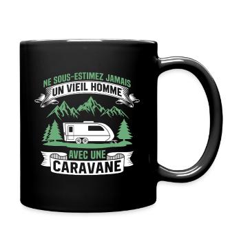 un vieil homme avec une caravane  - Mug uni - noir - Droite