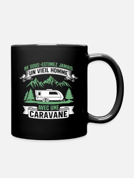 un vieil homme avec une caravane  - Mug uni - noir