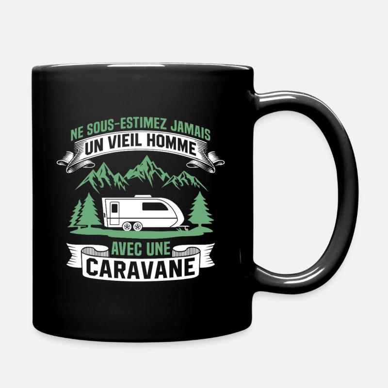 un vieil homme avec une caravane  - Mug uni - noir