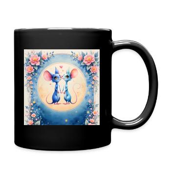 Souris bleues amoureuses - Mug uni - noir - Droite
