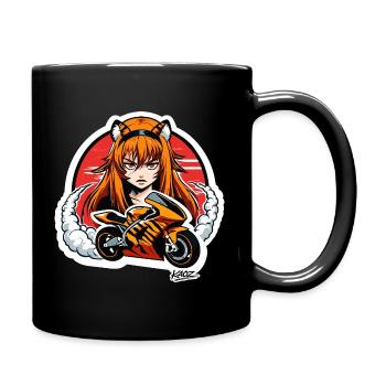 Tiger Rider Motorcycle Girl - Full Colour Mug - black - Right