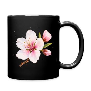 Almond Blossom Pink Spring Flower - Full Colour Mug - black - Right