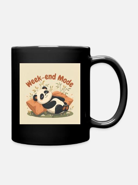 Panda Weekend Relaxed Mode - Full Colour Mug - black