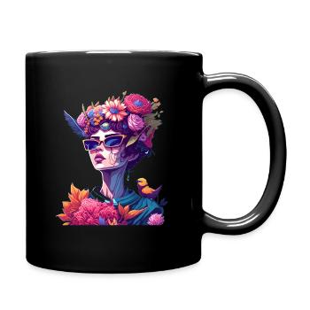 Blütenkönigin in Neon - Tasse einfarbig - Schwarz - Rechts