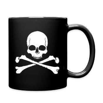 Schädelkreuz Muster Totenkopf - Tasse einfarbig - Schwarz - Rechts