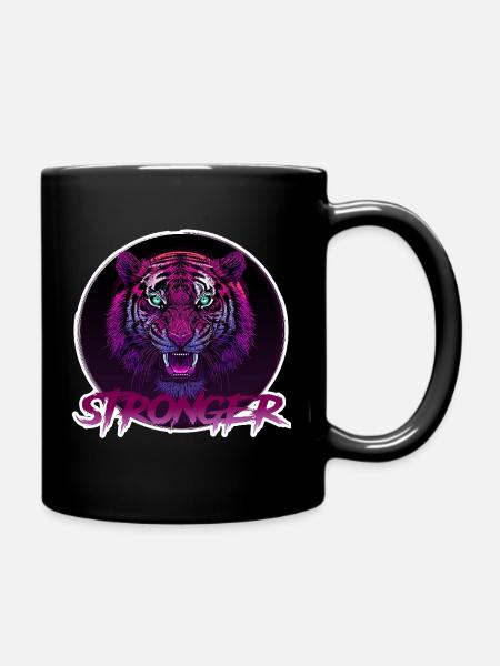 Wild Neon Tiger - Stronger - Full Colour Mug - black