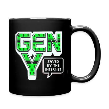 Generation Y, gen Y , Millennials Shirt, Hoodie - Tasse einfarbig - Schwarz - Rechts