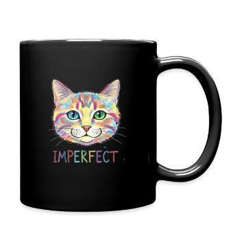 Bunte Katze Kritzelkunst Kawaii - Tasse einfarbig - Schwarz - Rechts