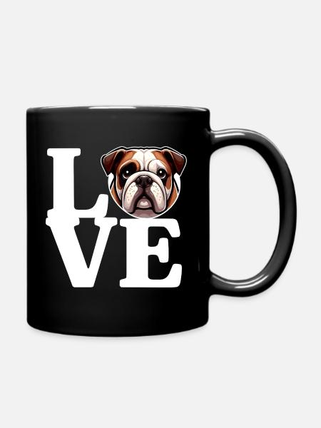 LIEBE English Bulldog Dog Dog Lover Lustig - Tasse einfarbig - Schwarz