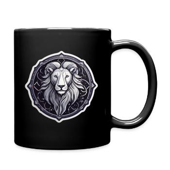 Kosmisches Löwenrundes Astralmuster - Tasse einfarbig - Schwarz - Rechts