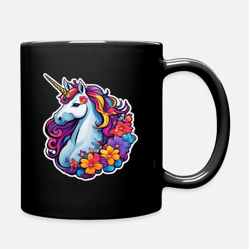 Licorne Florale Arcenciel - Mug uni - noir
