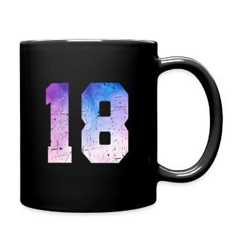 Ausgabe 18 – 18. Geburtstagsgeschenk - Tasse einfarbig - Schwarz - Rechts