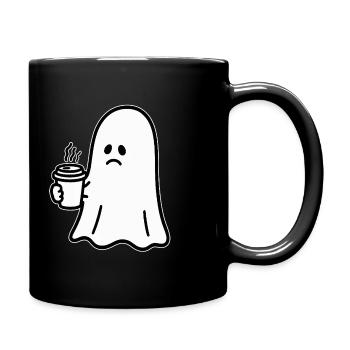 Ghost Coffee Halloween Trick or Treat - Full Colour Mug - black - Right