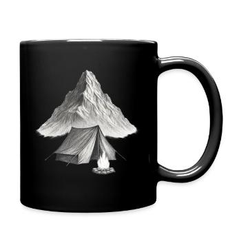 Bergzelt am Feuer - Tasse einfarbig - Schwarz - Rechts