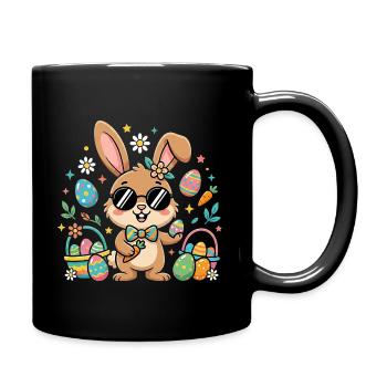Frohe Ostern Cooler Hase - Tasse einfarbig - Schwarz - Rechts