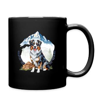 Aussie Dog Landscape Nature Illustration - Full Colour Mug - black - Right