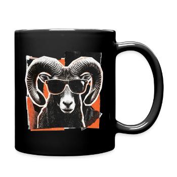 Lunettes de soleil mouflon vintage - Mug uni - noir - Droite